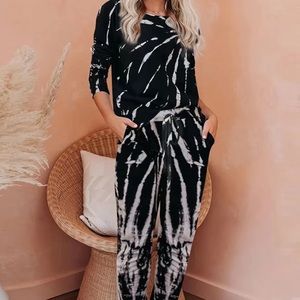 Luna Black Tie-Dye Loungewear Set
